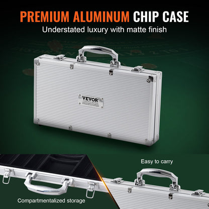 300-Piece Poker Set with Aluminum Case, Cards, and Dice for Casino Games