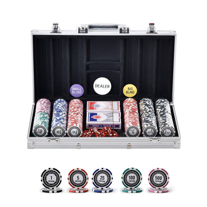 300-Piece Poker Set with Aluminum Case, Cards, and Dice for Casino Games