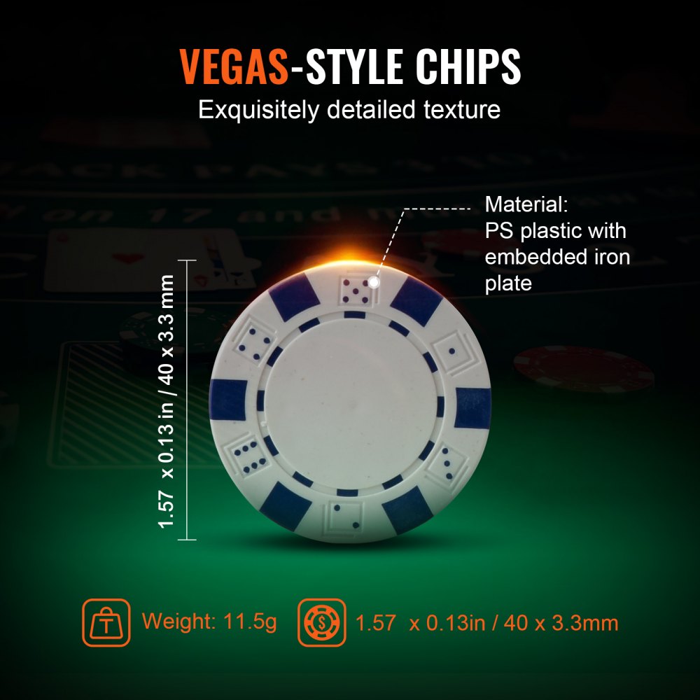 Poker Chip Set, 500-Piece Poker Set, Complete Poker Playing Game Set with Aluminum Carrying Case, 11.5 Gram Casino Chips