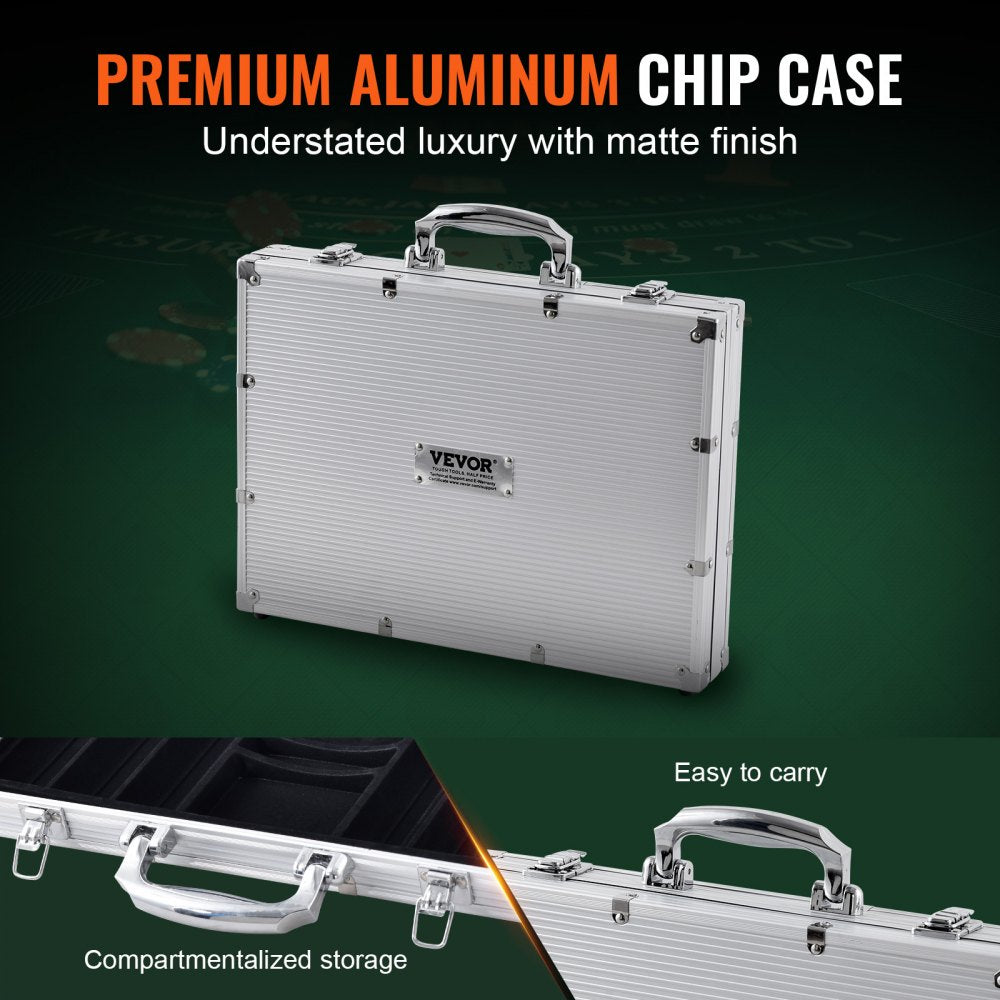 Poker Chip Set, 500-Piece Poker Set, Complete Poker Playing Game Set with Aluminum Carrying Case, 11.5 Gram Casino Chips
