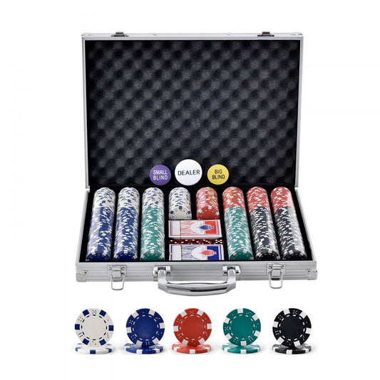 Poker Chip Set, 500-Piece Poker Set, Complete Poker Playing Game Set with Aluminum Carrying Case, 11.5 Gram Casino Chips