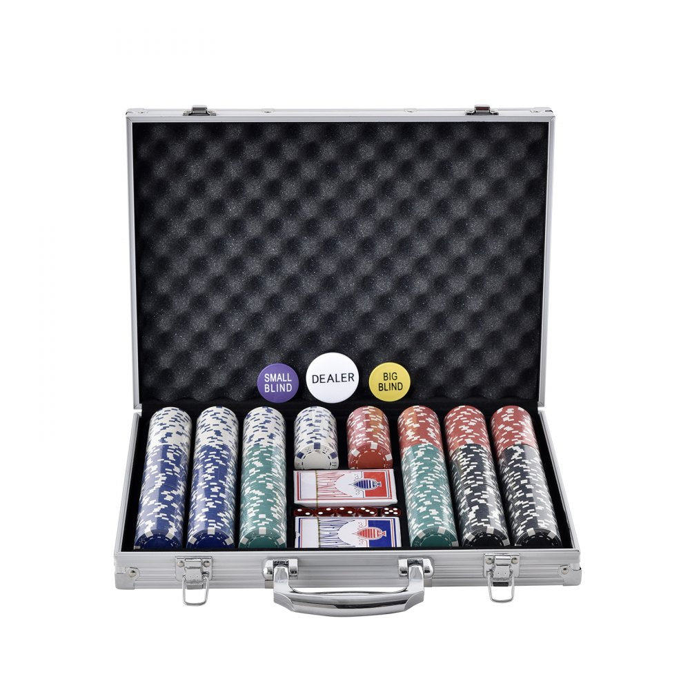 Poker Chip Set, 500-Piece Poker Set, Complete Poker Playing Game Set with Aluminum Carrying Case, 11.5 Gram Casino Chips