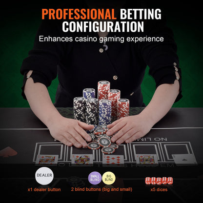 500-Piece Poker Game Set with Chips, Cards, Dice & Aluminum Case (7.3 kg)