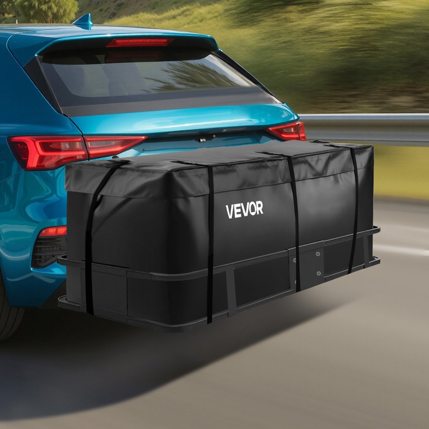 Hitch Cargo Carrier Bag, Waterproof 840D PVC, 118.5 x 51 x 50 cm (12 Cubic Feet), Heavy Duty Cargo Bag for Truck Bed Storage with Reinforced Straps, Suitable for Car SUV Vans Hitch Basket