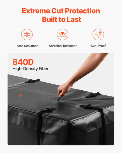 Hitch Cargo Carrier Bag, Waterproof 840D PVC, 152 x 61 x 62 cm (20 Cubic Feet), Heavy Duty Cargo Bag for Truck Bed Storage with 6 Reinforced Straps, Suitable for Car SUV Vans Hitch Basket