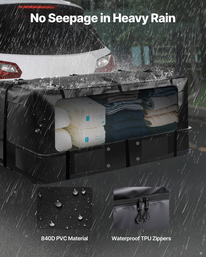 Hitch Cargo Carrier Bag, Waterproof 840D PVC, 152 x 60.7 x 61 cm (20 Cubic Feet), Heavy Duty Cargo Bag for Truck Bed Storage with 8 Reinforced Straps, Suitable for Car SUV Vans Hitch Basket