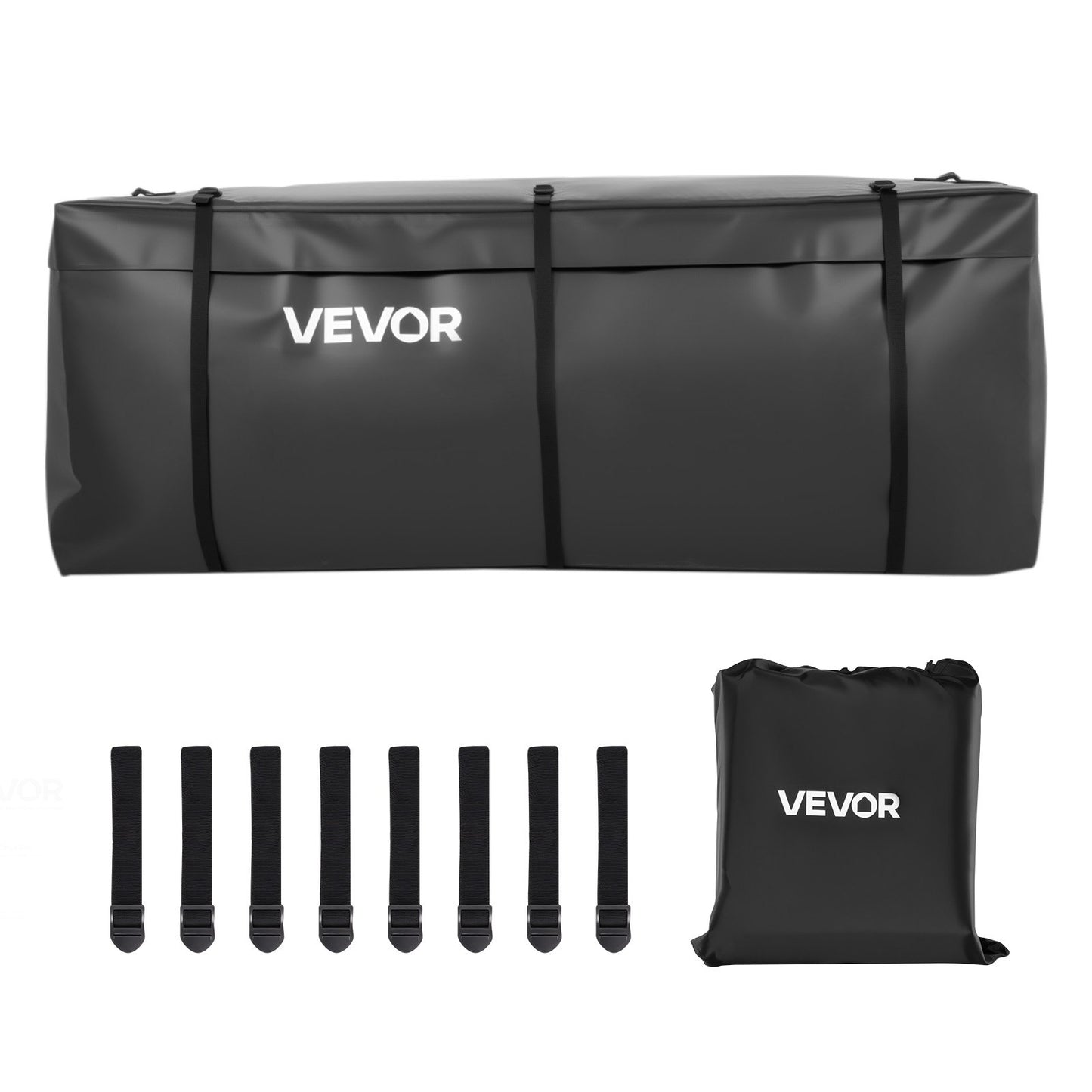 Hitch Cargo Carrier Bag, Waterproof 840D PVC, 152 x 60.7 x 61 cm (20 Cubic Feet), Heavy Duty Cargo Bag for Truck Bed Storage with 8 Reinforced Straps, Suitable for Car SUV Vans Hitch Basket