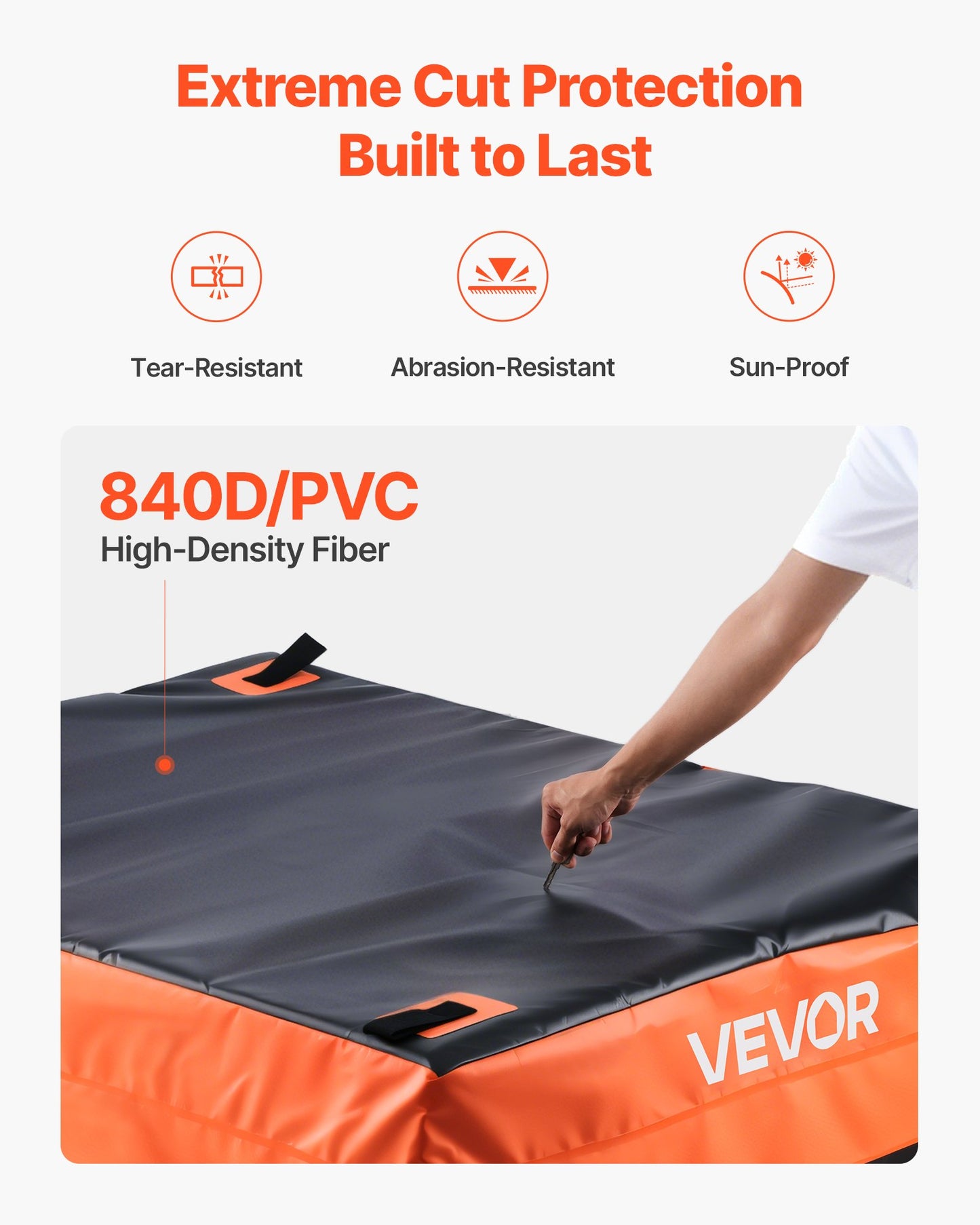 Truck Bed Cargo Bag, Waterproof 840D PVC, 130 x 102 x 55.5 cm (26 Cu. ft), Heavy Duty Cargo Bag for Truck Bed with Bungee Cords, Net and Carabiners, Fits a Variety of SUV & Pickup Trucks