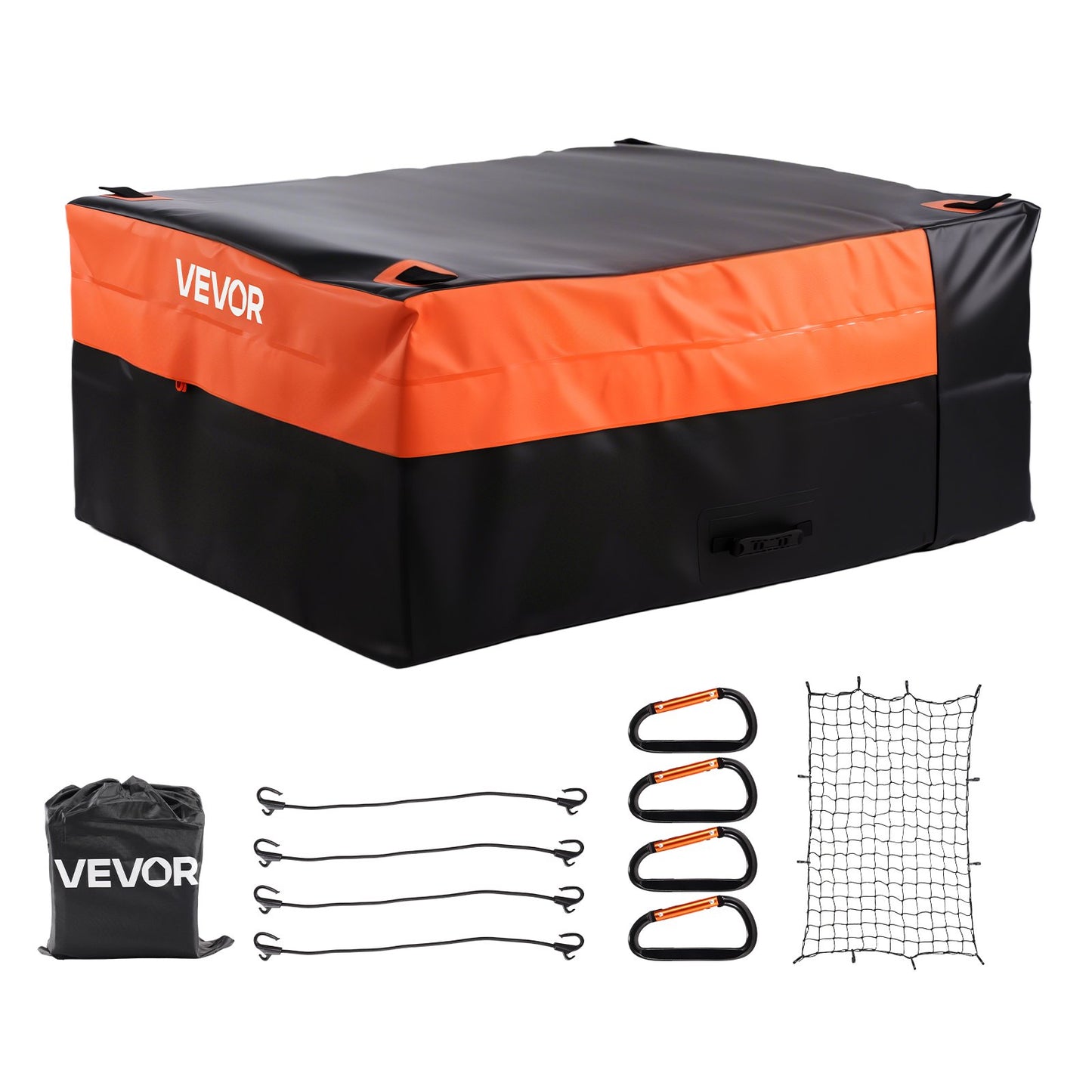 Truck Bed Cargo Bag, Waterproof 840D PVC, 130 x 102 x 55.5 cm (26 Cu. ft), Heavy Duty Cargo Bag for Truck Bed with Bungee Cords, Net and Carabiners, Fits a Variety of SUV & Pickup Trucks