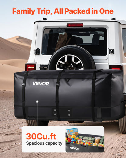 Hitch Cargo Carrier Bag, Waterproof 840D PVC, 153 x 61 x 91.3 cm (30 Cubic Feet), Heavy Duty Cargo Bag for Truck Bed Storage with Reinforced Straps, Suitable for Car SUV Vans Hitch Basket