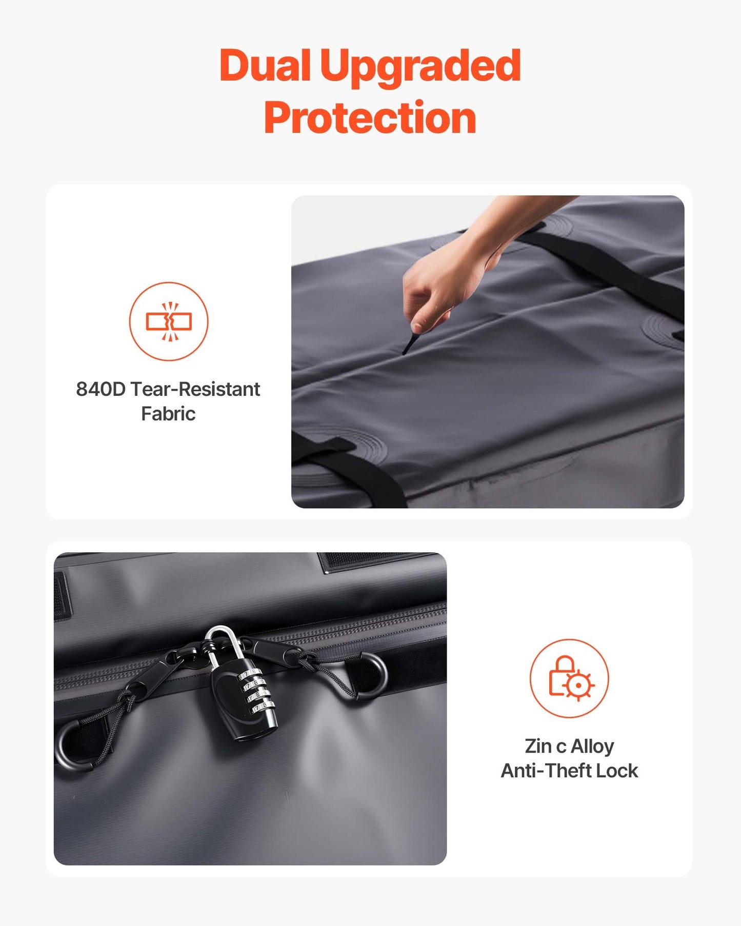 Hitch Cargo Carrier Bag, Waterproof 840D PVC, 153 x 61 x 91.3 cm (30 Cubic Feet), Heavy Duty Cargo Bag for Truck Bed Storage with Reinforced Straps, Suitable for Car SUV Vans Hitch Basket