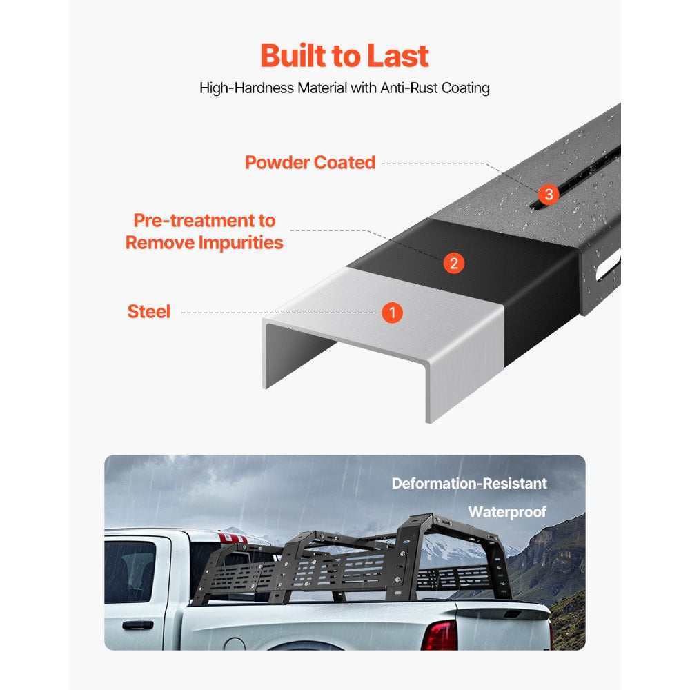 VEVOR Overland Truck Bed Rack 408.2 kg Capacity Fit Full Size & Mid-Size Trucks