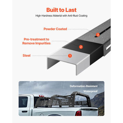 VEVOR Overland Truck Bed Rack 408.2 kg Capacity Fit Full Size & Mid-Size Trucks