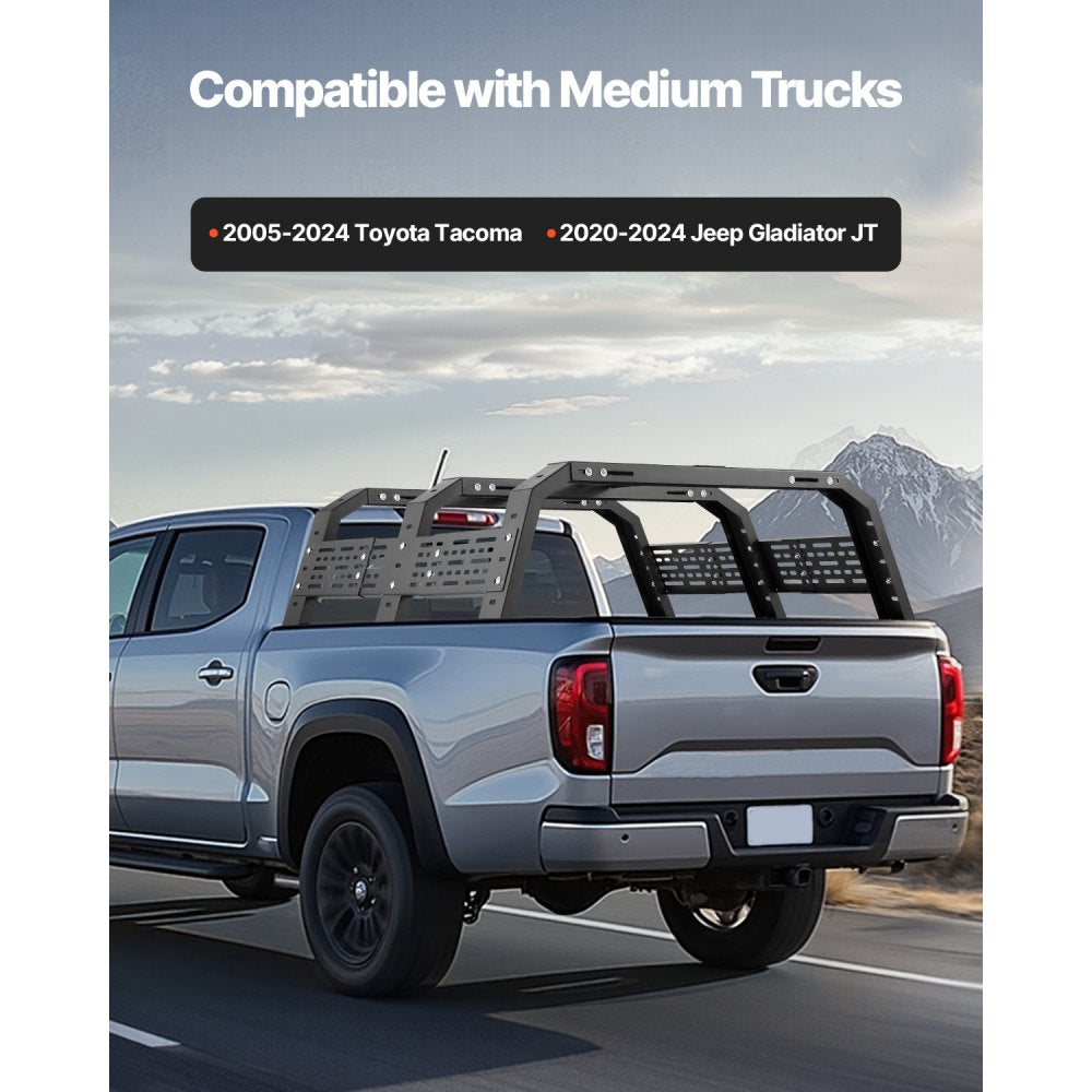 VEVOR Overland Truck Bed Rack 408.2 kg Static Capacity Fit Tacoma/Gladiator JT