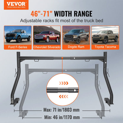 Heavy Duty Extendable Truck Rack with 363 kg Capacity, No Drilling Required