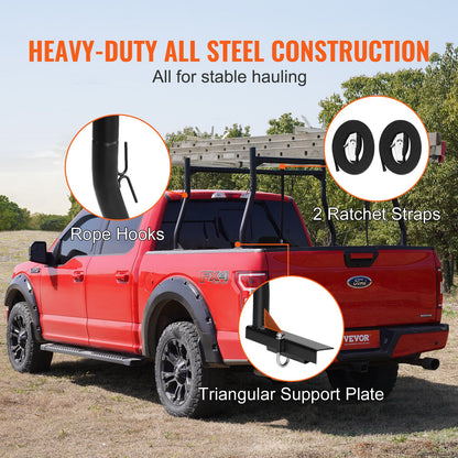 VEVOR Truck Rack, 46-71inch Extendable Truck Ladder Rack, 363lbs Capacity Steel