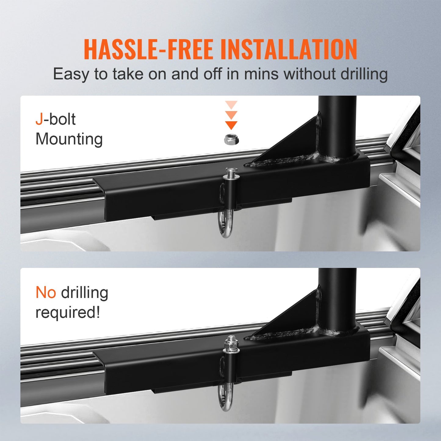 VEVOR Truck Rack, 46-71inch Extendable Truck Ladder Rack, 363lbs Capacity Steel