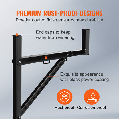 Heavy Duty Extendable Truck Ladder Rack, Adjustable 0.5-1m Width, 113kg Capacity