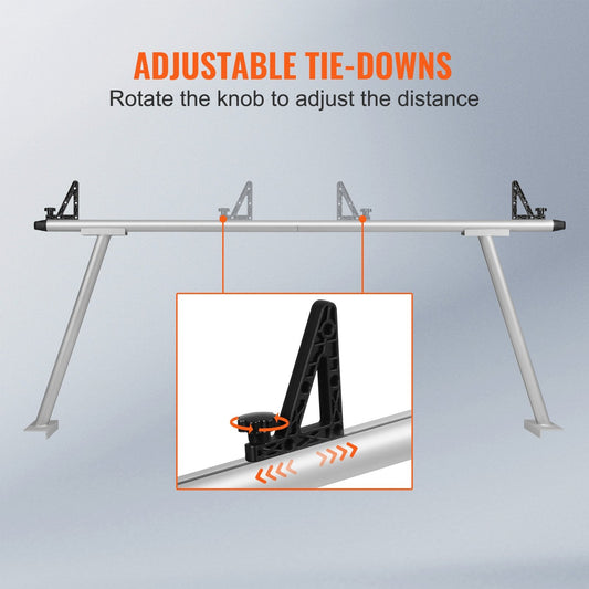Adjustable Aluminum Truck Ladder Rack for Kayaks, 71x31 cm, 363 kg Capacity