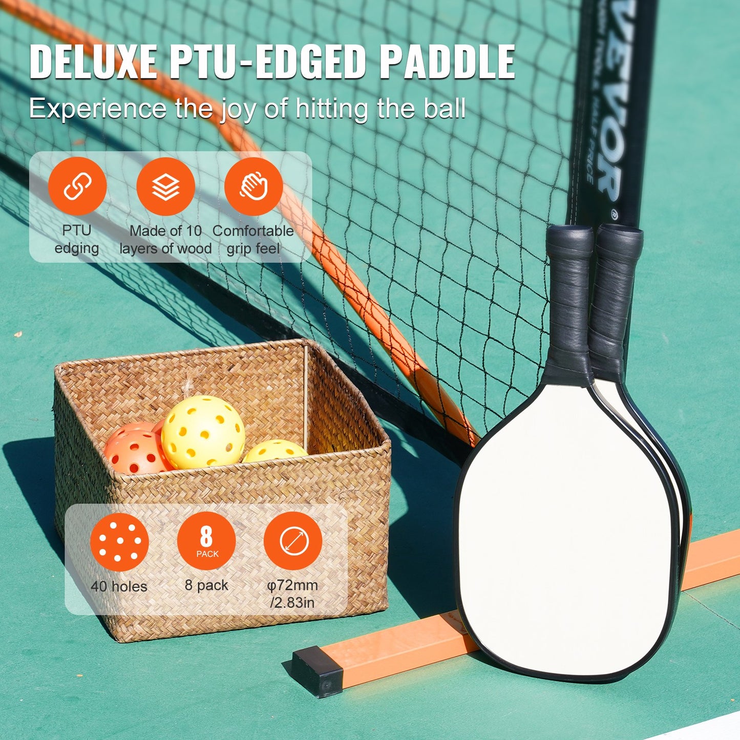 VEVOR 22FT Regulation Size Portable Pickleball Net System Multiple Accessories