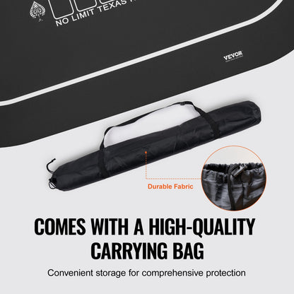 Foldable Black Poker Table Top for 6-8 Players with Carry Bag, 1.8 x 0.9 Meters