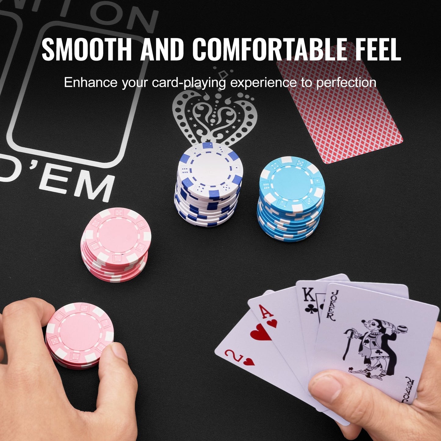 Foldable Black Poker Table Top for 6-8 Players with Carry Bag, 1.8 x 0.9 Meters