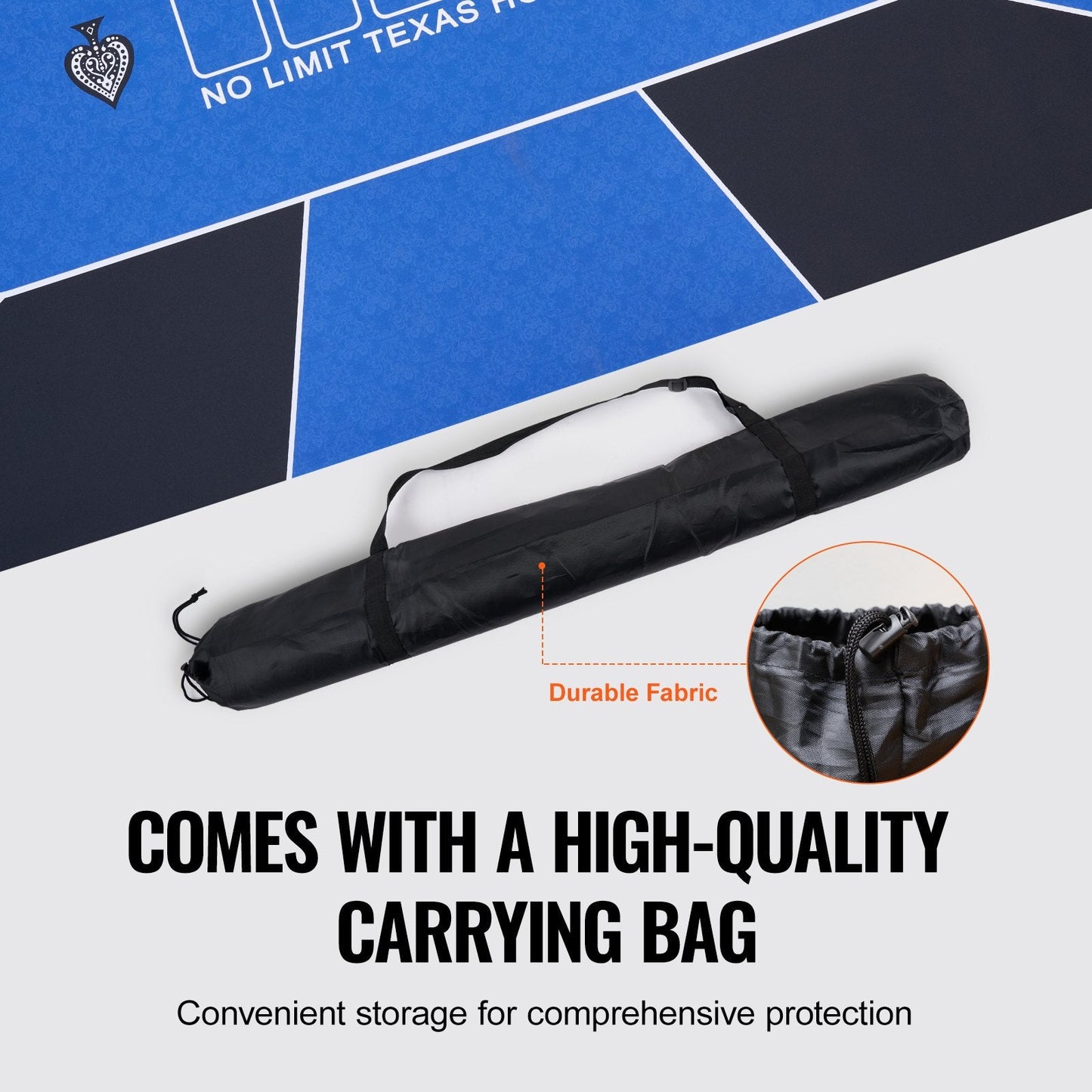 Foldable Blue Poker Table Top for 6-8 Players, 1.8 x 0.9 Meters, with Carry Bag