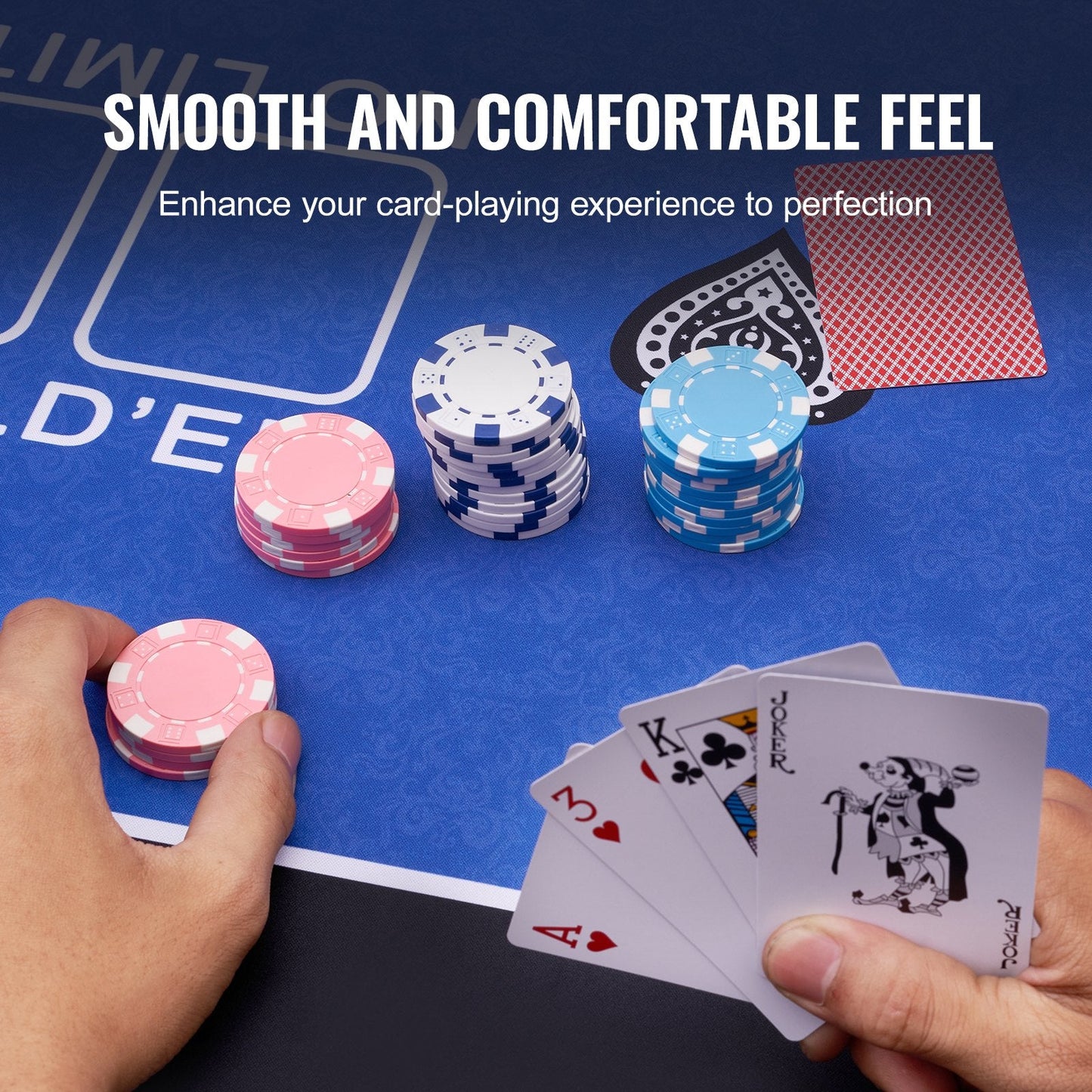 Foldable Blue Poker Table Top for 6-8 Players, 1.8 x 0.9 Meters, with Carry Bag