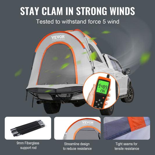 Pickup Truck Bed Tent with Rain Layer, Fits 1.95-2 Meter, Waterproof for Camping