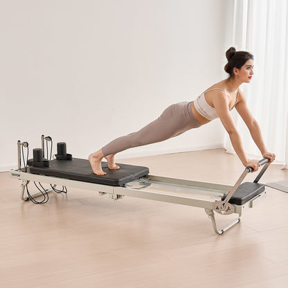 Foldable Pilates Reformer, Pilates Workout Machine for Home Gym Studio Use, Pilates Bed with Dual Resistance- Spring & Cord, Reformer Set for Advanced Users and Beginners, Up to 400 LBS