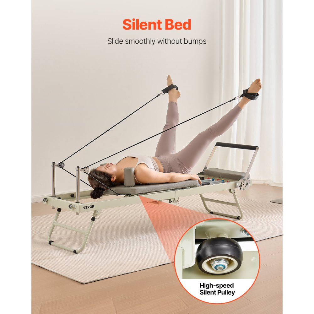 VEVOR Foldable Pilates Reformer Pilates Machine Home Gym Workout Equipment