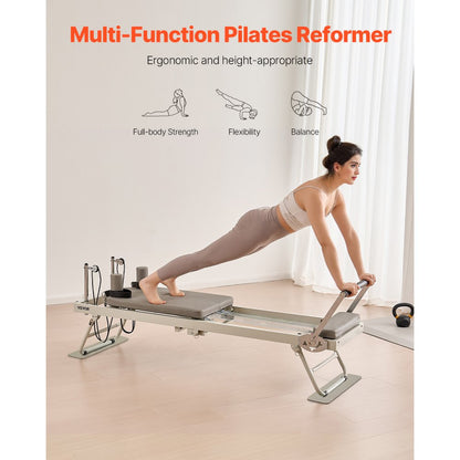 VEVOR Foldable Pilates Reformer Pilates Machine Home Gym Workout Equipment