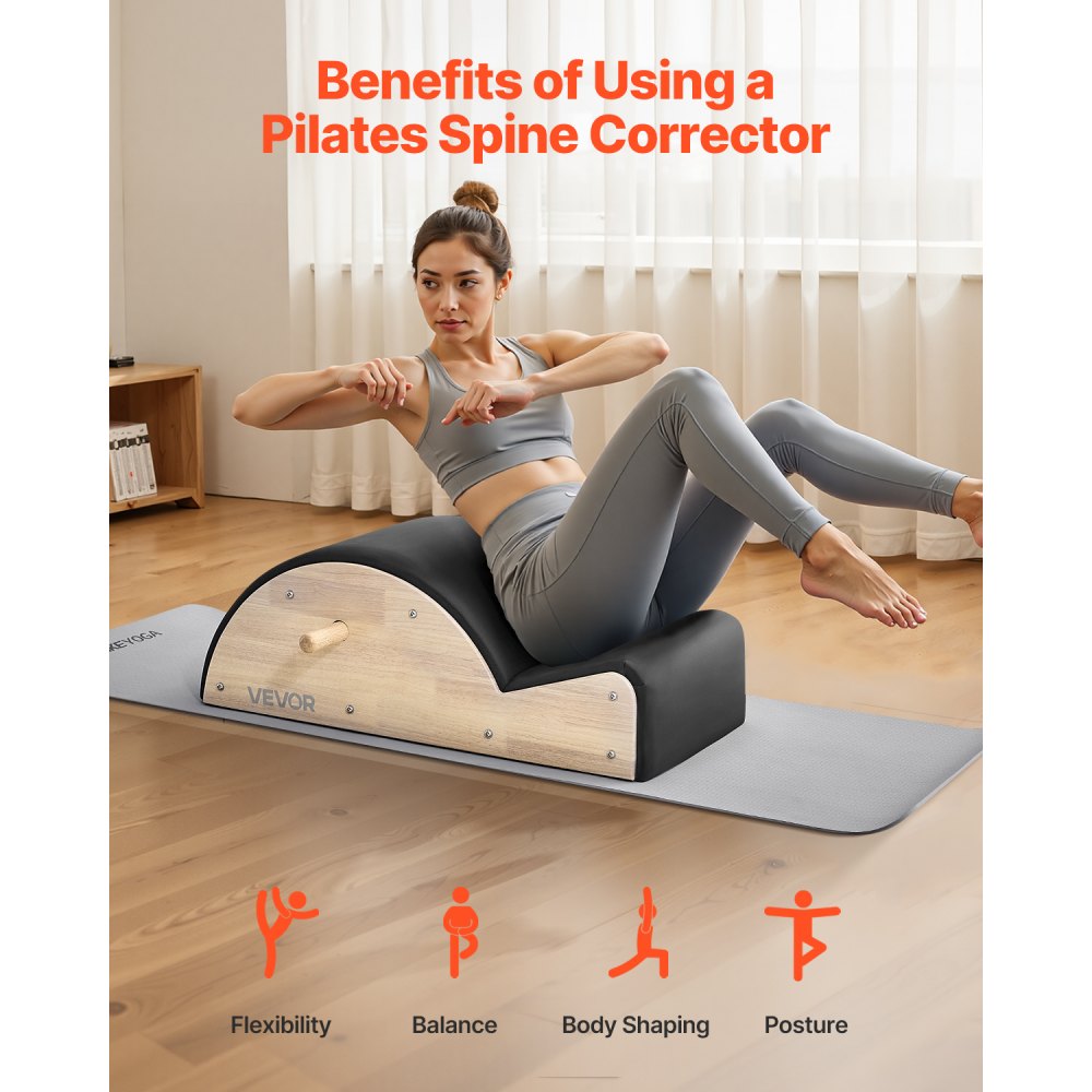 VEVOR Pilates Spine Corrector Arc Fitness Accessory Spine Exercises Rubber Wood