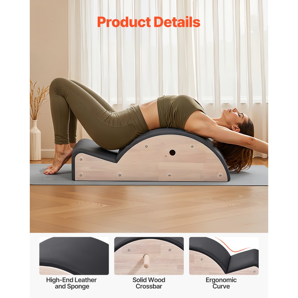 VEVOR Pilates Spine Corrector Arc Fitness Accessory Spine Exercises Rubber Wood
