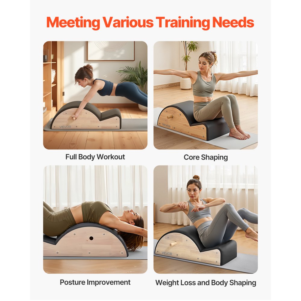 VEVOR Pilates Spine Corrector Arc Fitness Accessory Spine Exercises Rubber Wood
