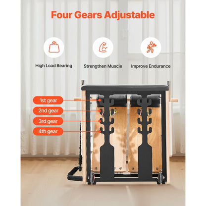 VEVOR Pilates Chair Split-Pedal Stability Combo Chairs Full-Body Workout Handle
