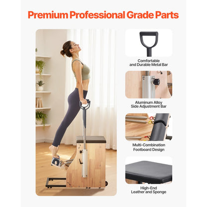 VEVOR Pilates Chair Split-Pedal Stability Combo Chairs Full-Body Workout Handle