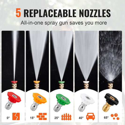 High-Pressure Washer Gun Set with Foam Cannon and 5 Nozzles, 4000 PSI