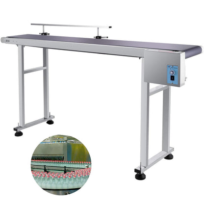 220V PVC Conveyor with Adjustable Guardrail, Stainless Steel, 1.5m x 0.2m