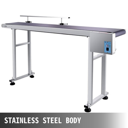 220V PVC Conveyor with Adjustable Guardrail, Stainless Steel, 1.5m x 0.2m