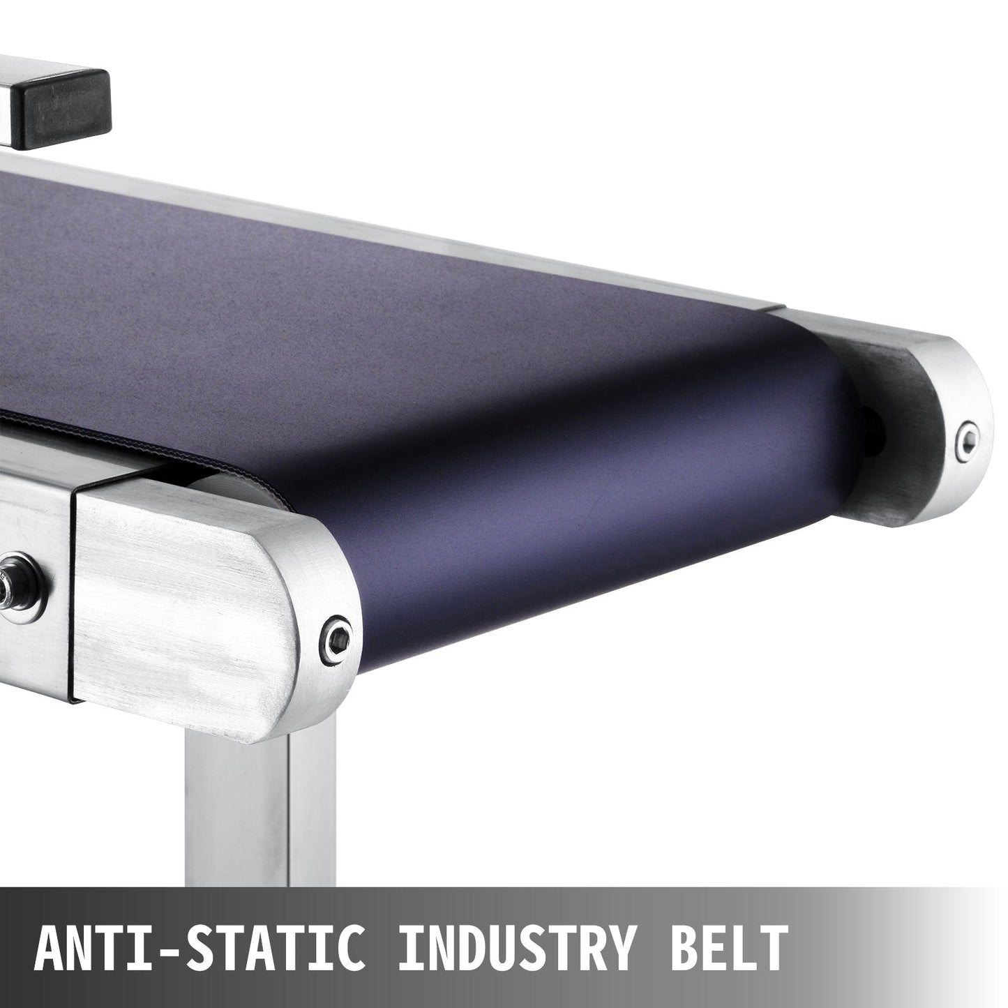 220V PVC Conveyor with Adjustable Guardrail, Stainless Steel, 1.5m x 0.2m