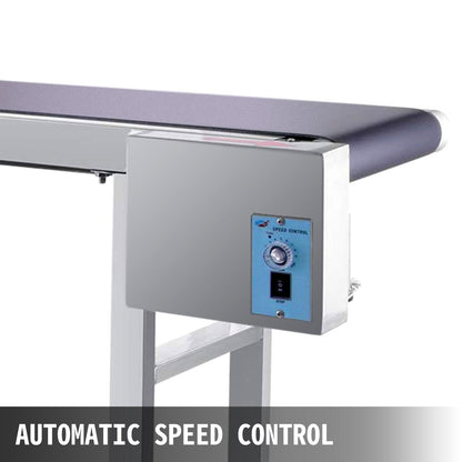 220V PVC Conveyor with Adjustable Guardrail, Stainless Steel, 1.5m x 0.2m