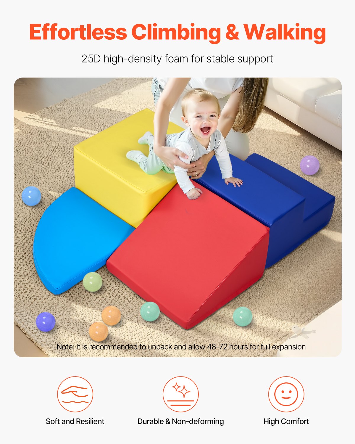 VEVOR Climbing Toys 4 Piece Foam Climbing Blocks for Toddlers and Preschoolers