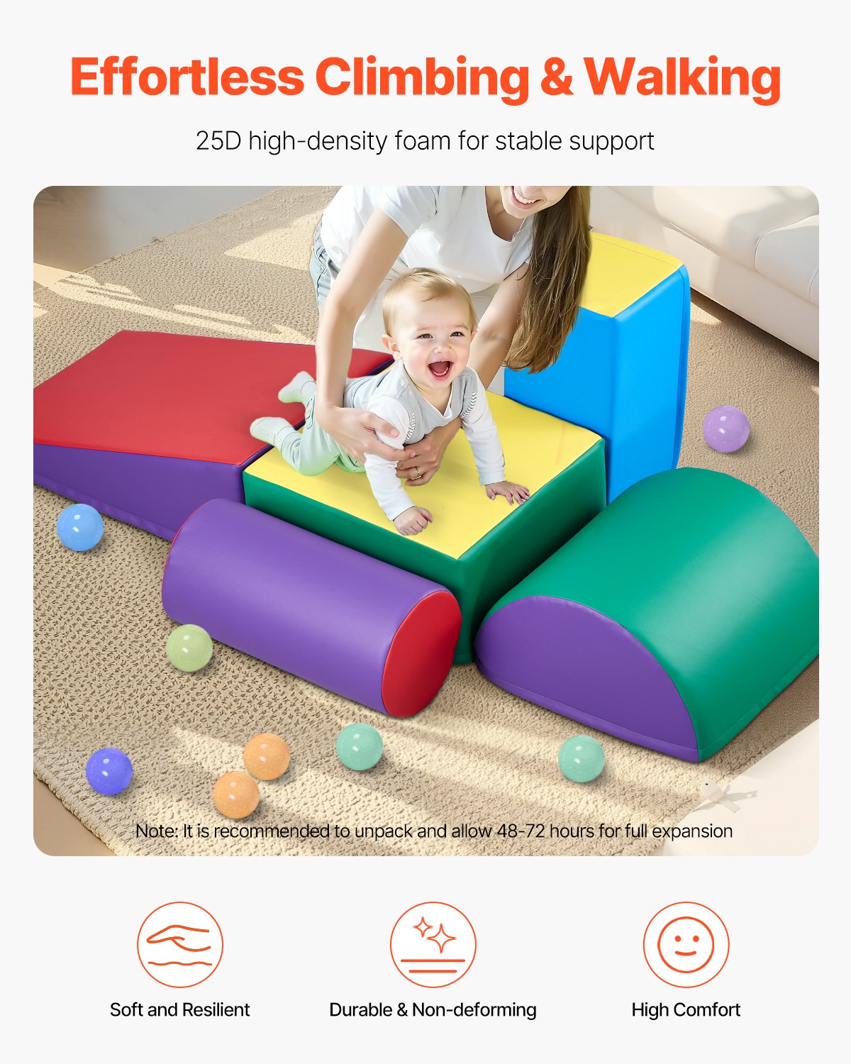 VEVOR Climbing Toys 5 Piece Foam Climbing Blocks for Toddlers and Preschoolers