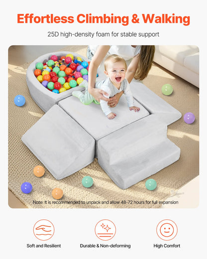 VEVOR Climbing Toys 5 Piece Foam Climbing Blocks with Ball Pit for Toddlers