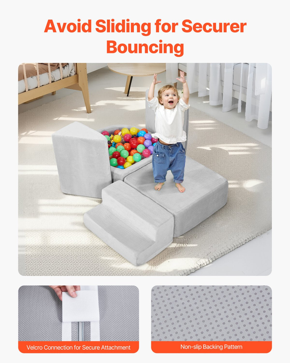 VEVOR Climbing Toys 5 Piece Foam Climbing Blocks with Ball Pit for Toddlers