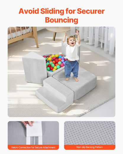 VEVOR Climbing Toys 5 Piece Foam Climbing Blocks with Ball Pit for Toddlers
