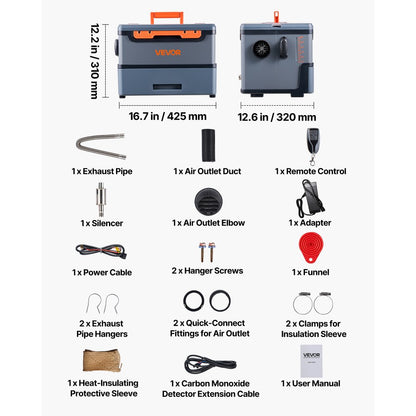 Diesel Heater Portable Diesel Air Heater 8KW DC 12V/24V Bluetooth 5 L