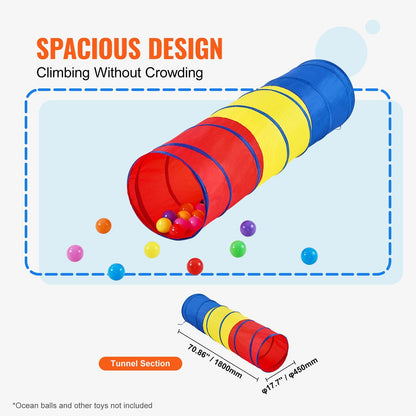 Colorful Kids Pop-Up Play Tunnel Tent for Indoor/Outdoor Fun, 0.45m x 1.8m