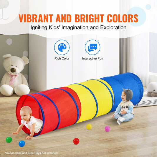 Colorful Kids Pop-Up Play Tunnel Tent for Indoor/Outdoor Fun, 0.45m x 1.8m